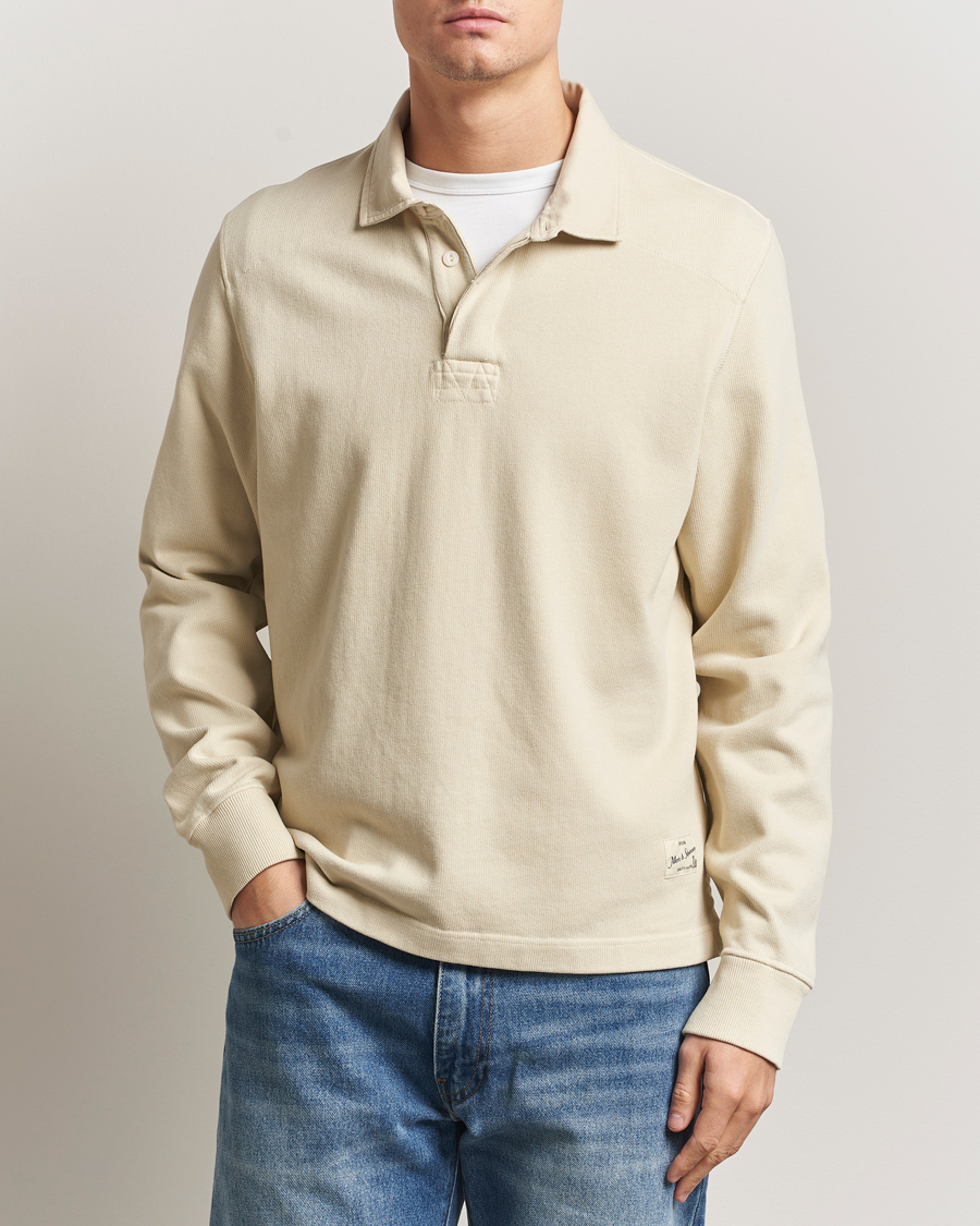 Uomini | Maglieria | Merz b. Schwanen | Relaxed Fit Vintage Cotton Rugby Shirt Nature