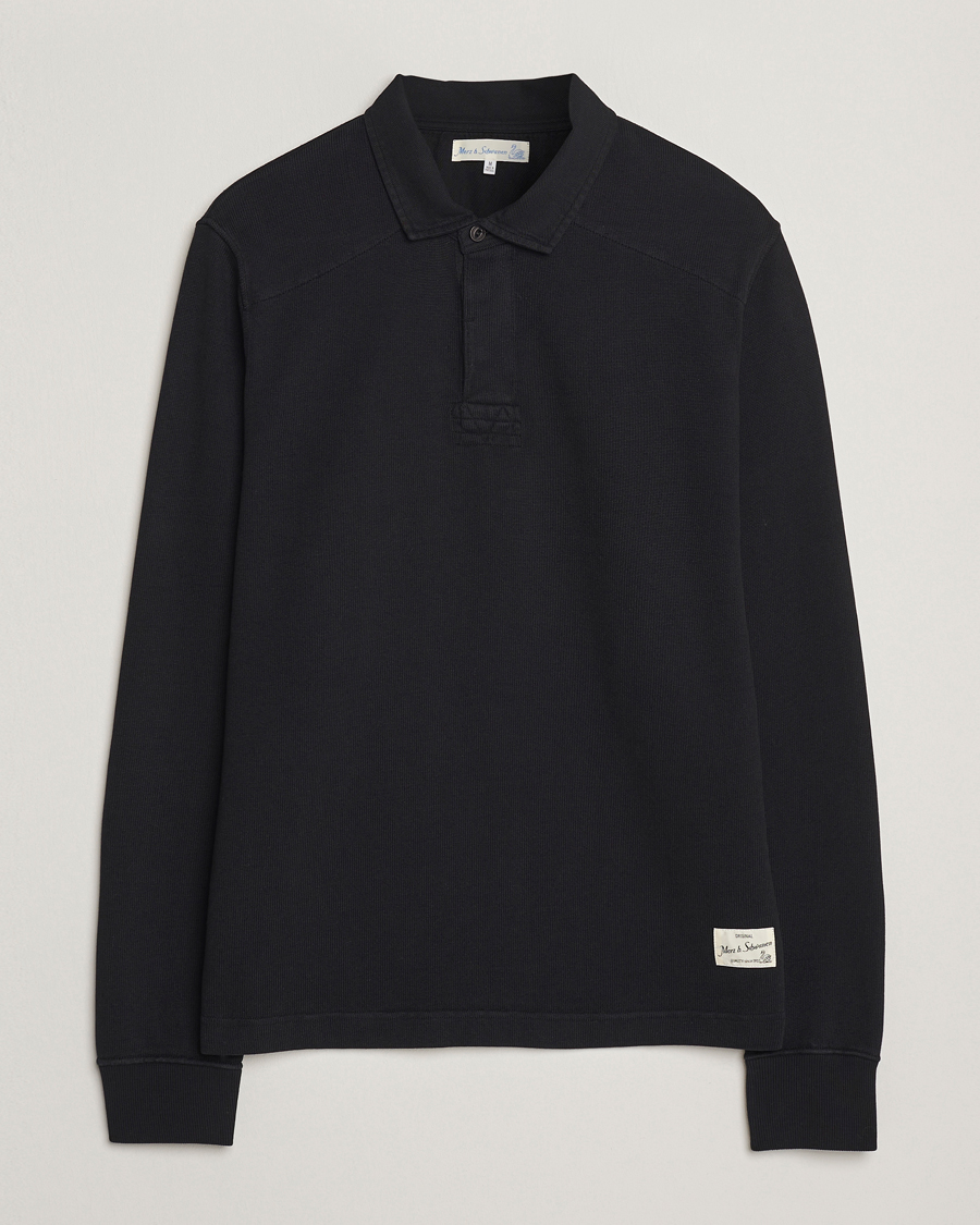 Uomini | Maglieria | Merz b. Schwanen | Relaxed Fit Vintage Cotton Rugby Shirt Black