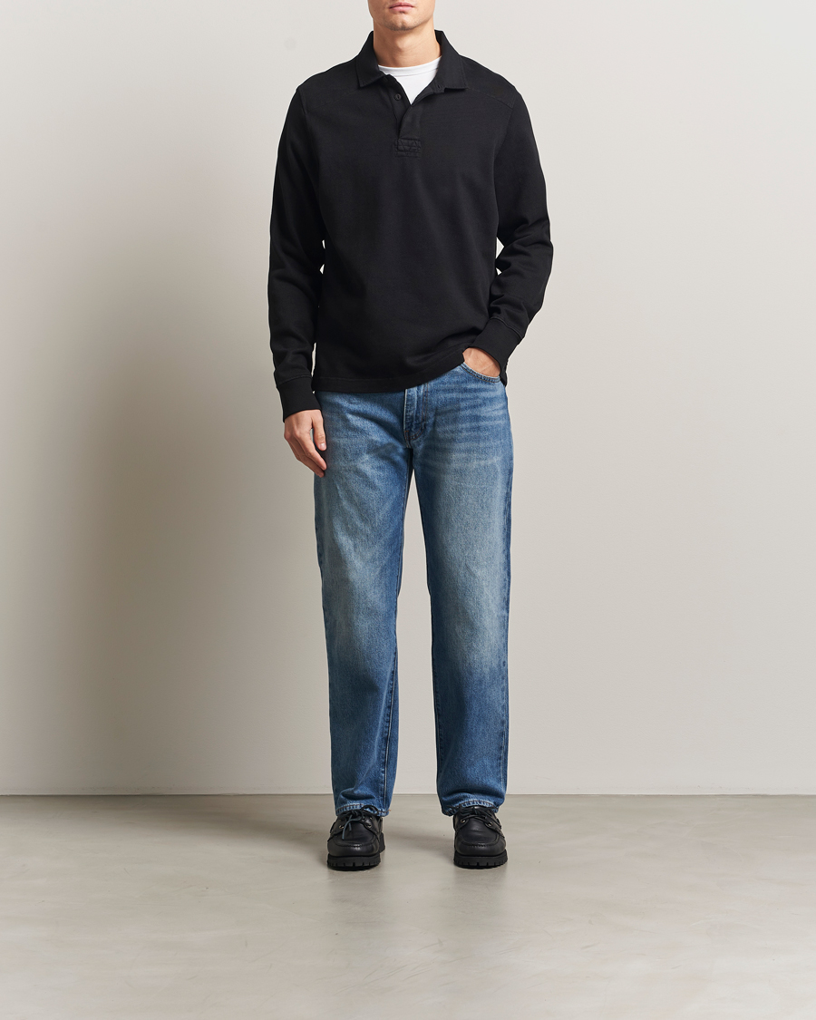 Uomini | Maglieria | Merz b. Schwanen | Relaxed Fit Vintage Cotton Rugby Shirt Black