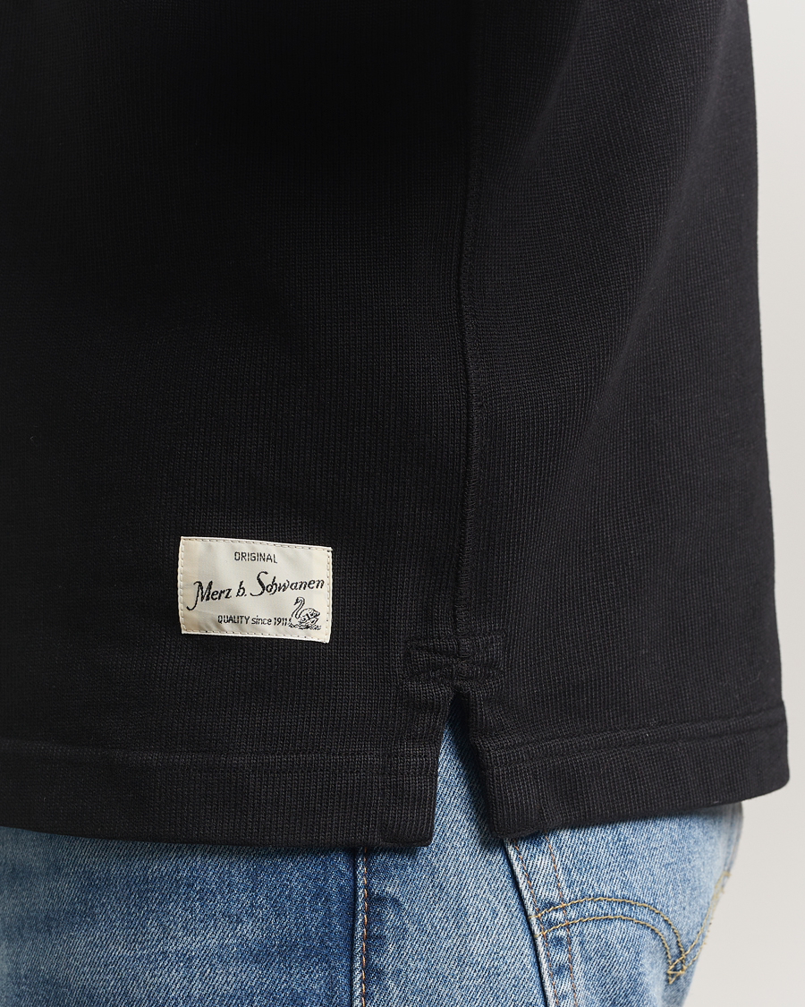 Uomini | Maglieria | Merz b. Schwanen | Relaxed Fit Vintage Cotton Rugby Shirt Black