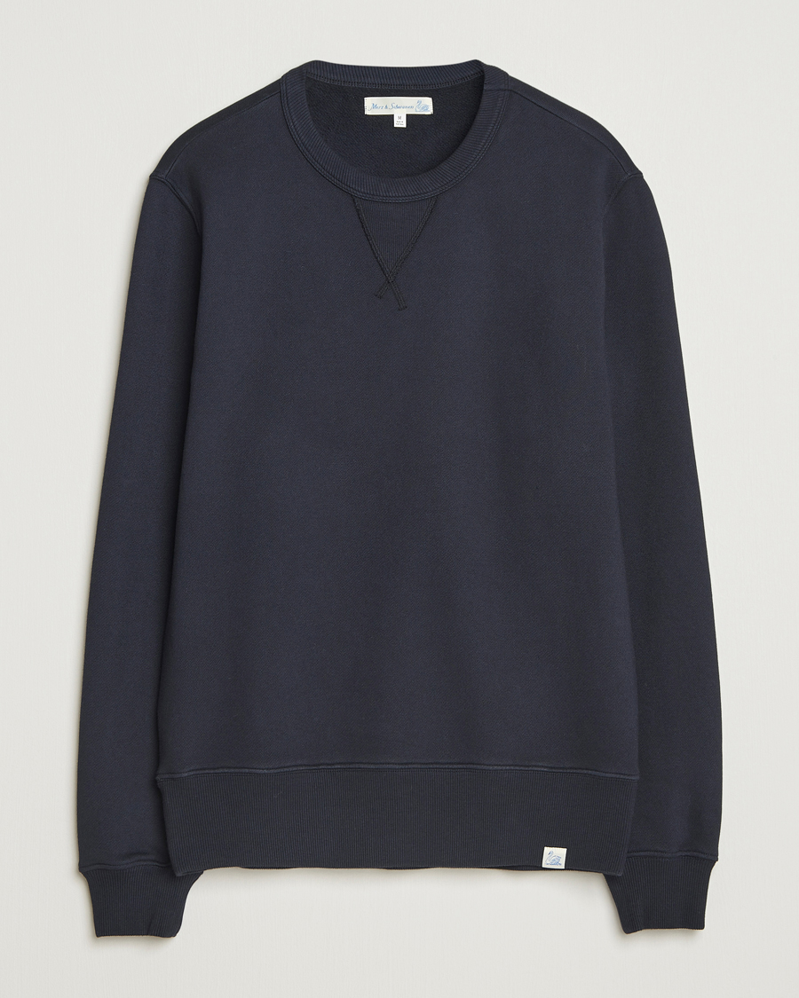 Uomini | Maglieria | Merz b. Schwanen | Relaxed Fit Vintage Cotton Sweatshirt Dark Navy