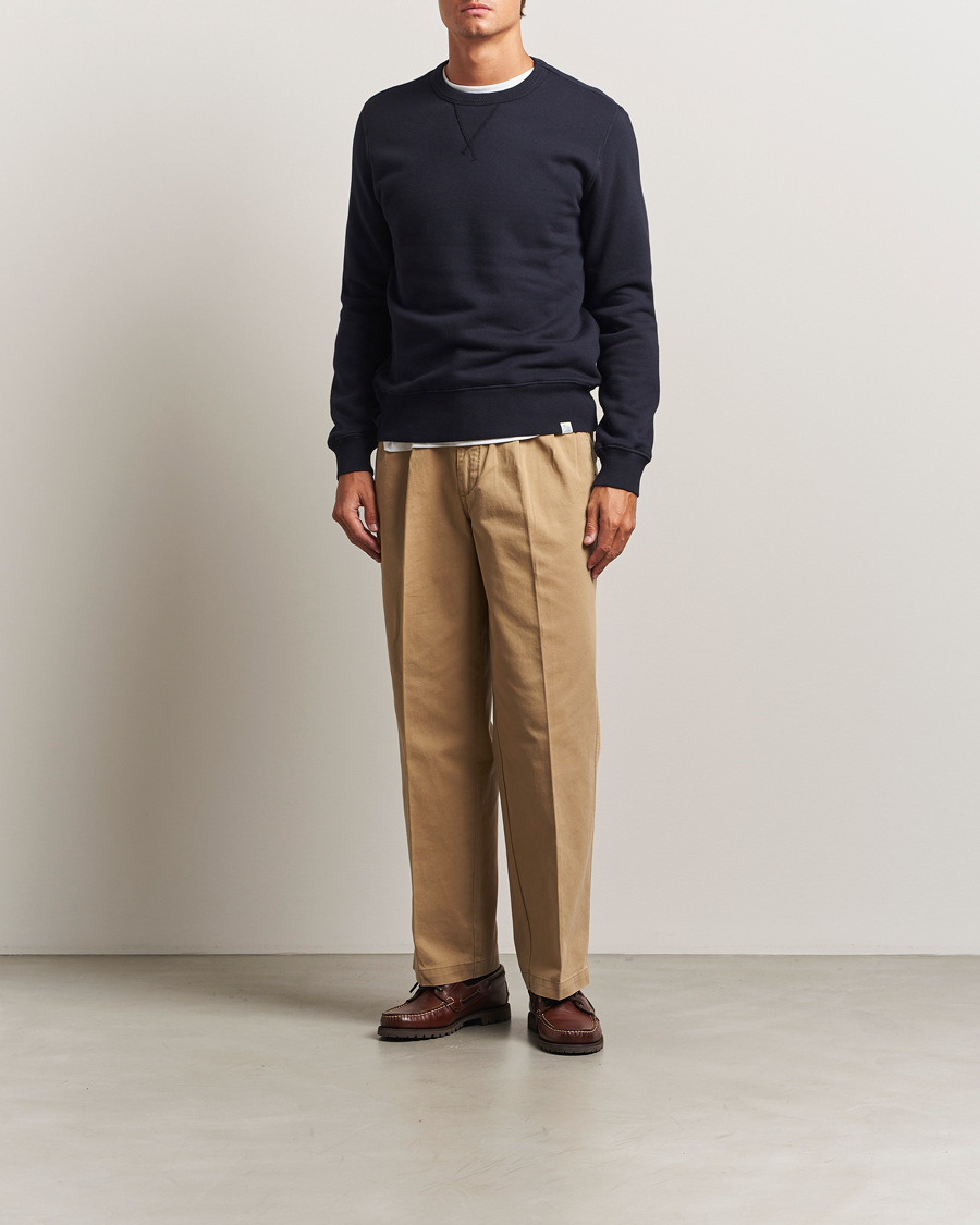 Uomini | Maglieria | Merz b. Schwanen | Relaxed Fit Vintage Cotton Sweatshirt Dark Navy