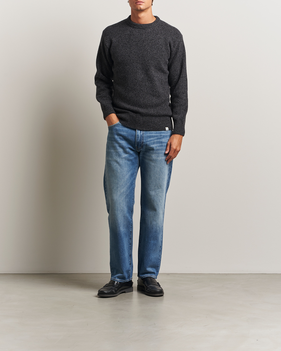 Uomini | Maglieria | Merz b. Schwanen | Merino/Cashmere Knitted Sweater Dark Grey Melange