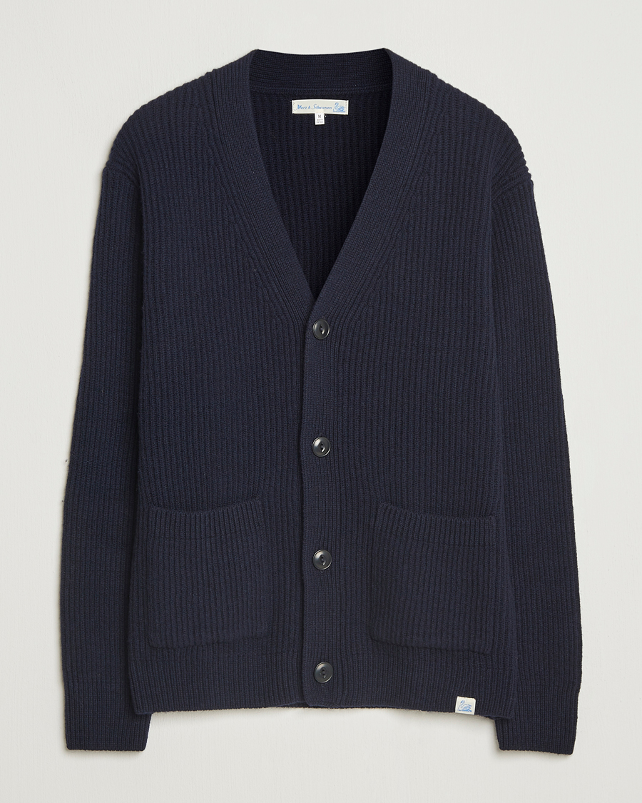 Uomini | Maglieria | Merz b. Schwanen | Merino/Cashmere Knitted Cardigan Dark Navy
