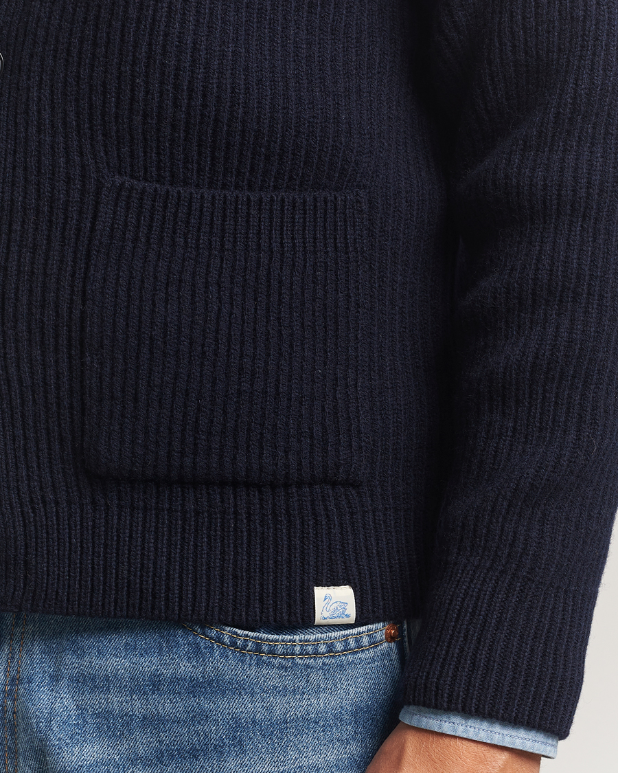 Uomini | Maglieria | Merz b. Schwanen | Merino/Cashmere Knitted Cardigan Dark Navy