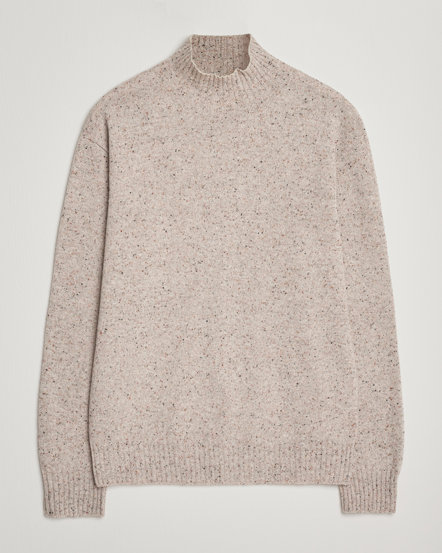 Uomini | Maglieria | NN07 | Aksel Wool Donegal Knitted Mock Neck Ivory