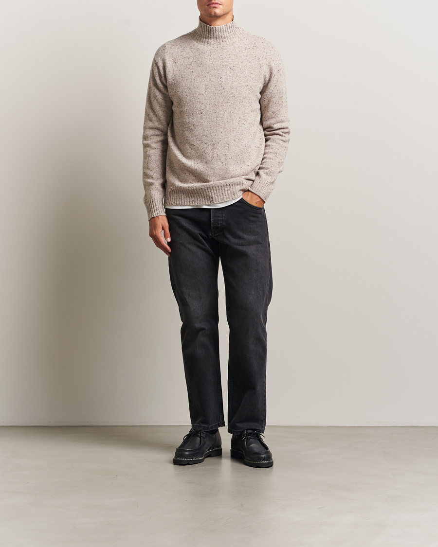 Uomini | Maglieria | NN07 | Aksel Wool Donegal Knitted Mock Neck Ivory
