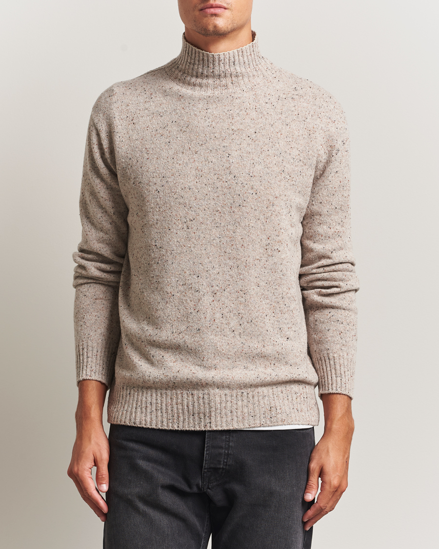Uomini | Maglieria | NN07 | Aksel Wool Donegal Knitted Mock Neck Ivory