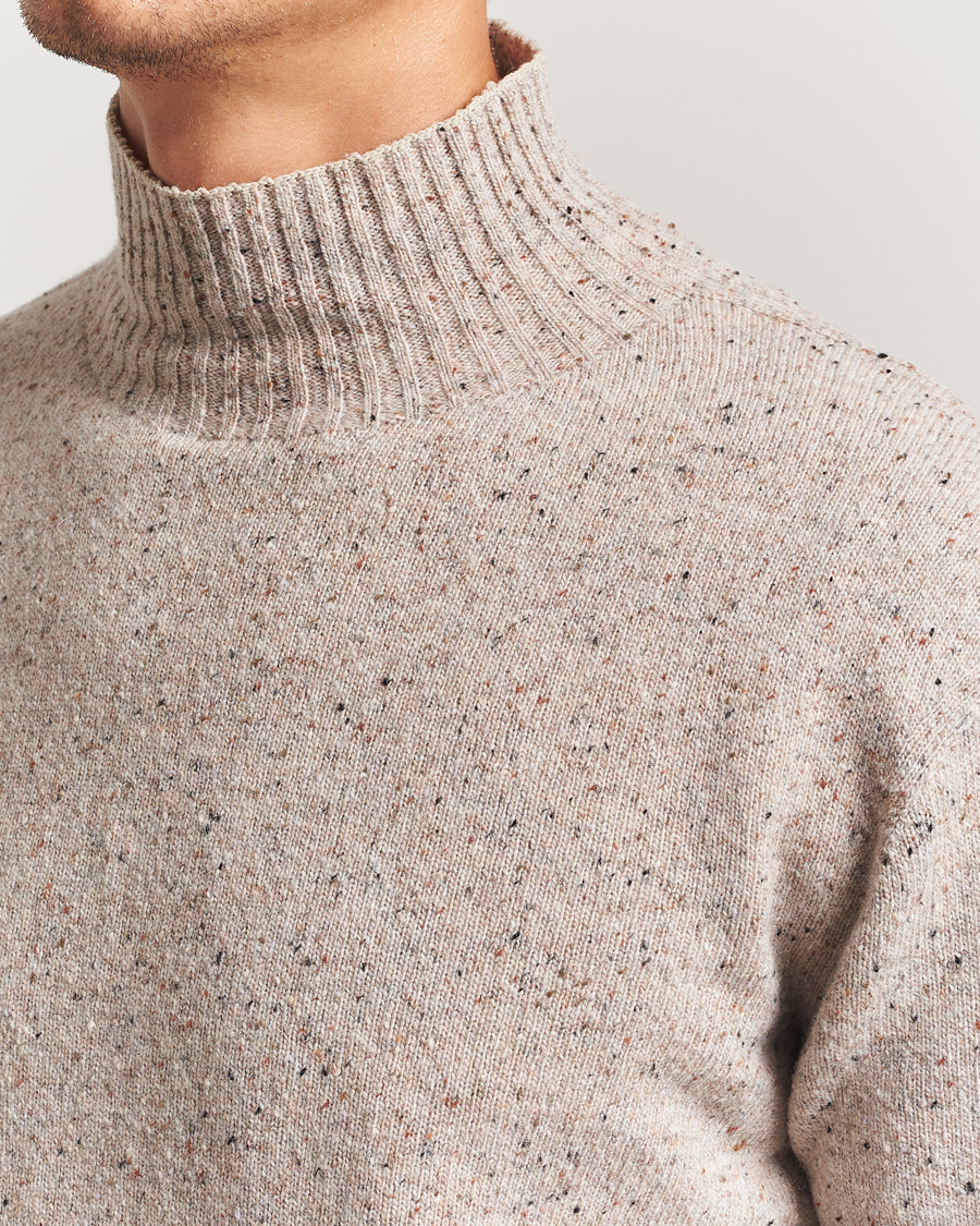 Uomini | Maglieria | NN07 | Aksel Wool Donegal Knitted Mock Neck Ivory