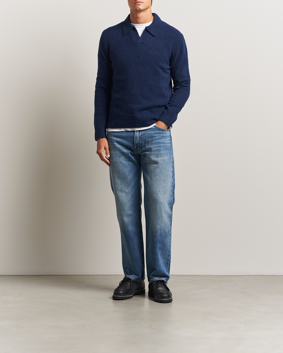 Uomini | Maglieria | NN07 | Hope Wool Knitted Polo Navy Blue