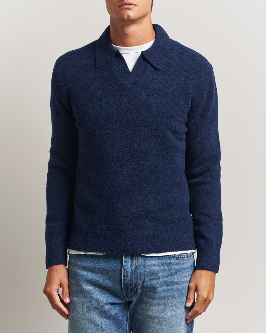 Uomini | Maglieria | NN07 | Hope Wool Knitted Polo Navy Blue