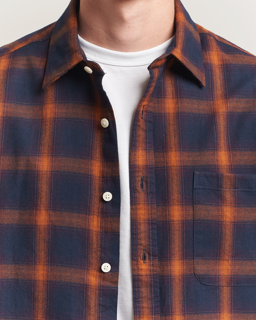 Uomini | Camicie | NN07 | Deon Flannel Checked Shirt Navy/Orange