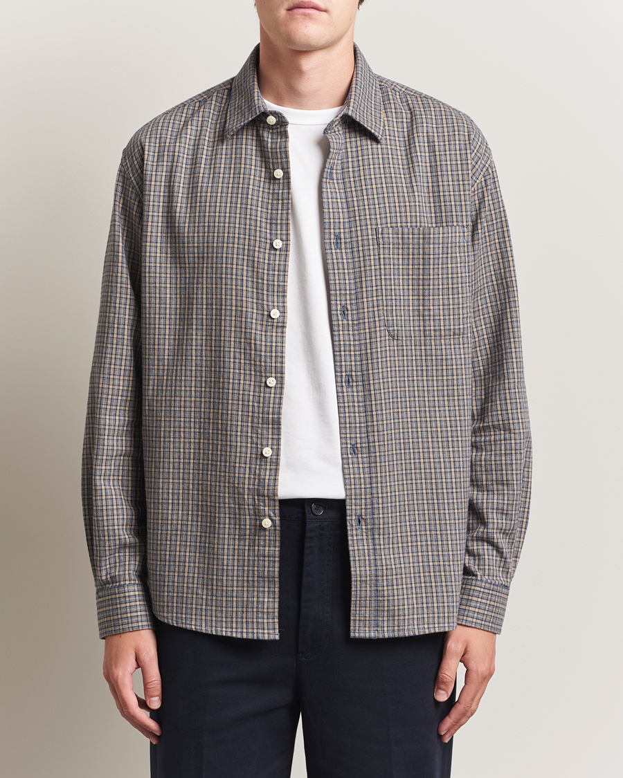 Uomini | Camicie | NN07 | Deon Flannel Checked Shirt Indigo