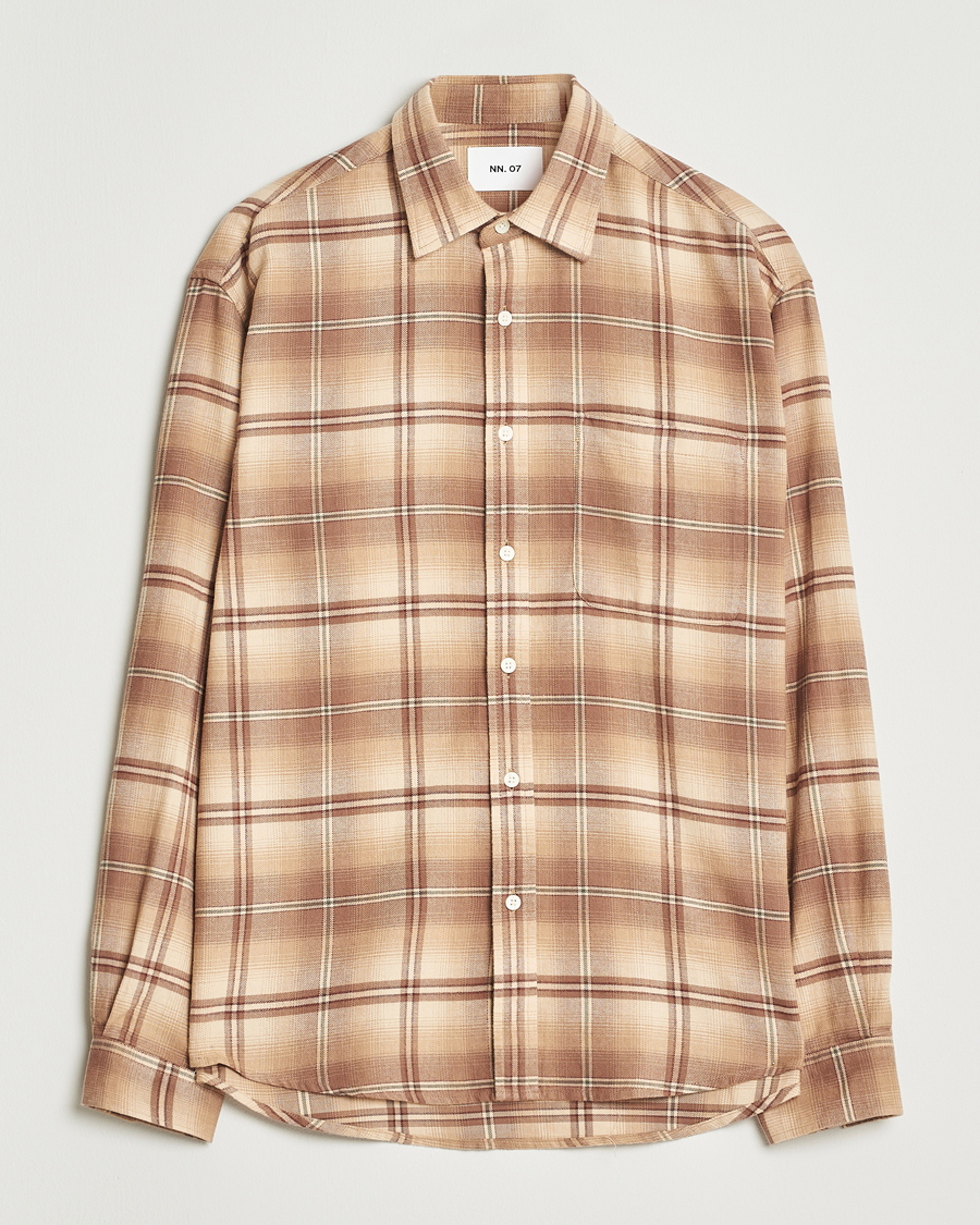 Uomini | Camicie | NN07 | Deon Flannel Checked Shirt Camel