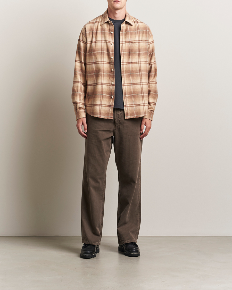 Uomini | Camicie | NN07 | Deon Flannel Checked Shirt Camel