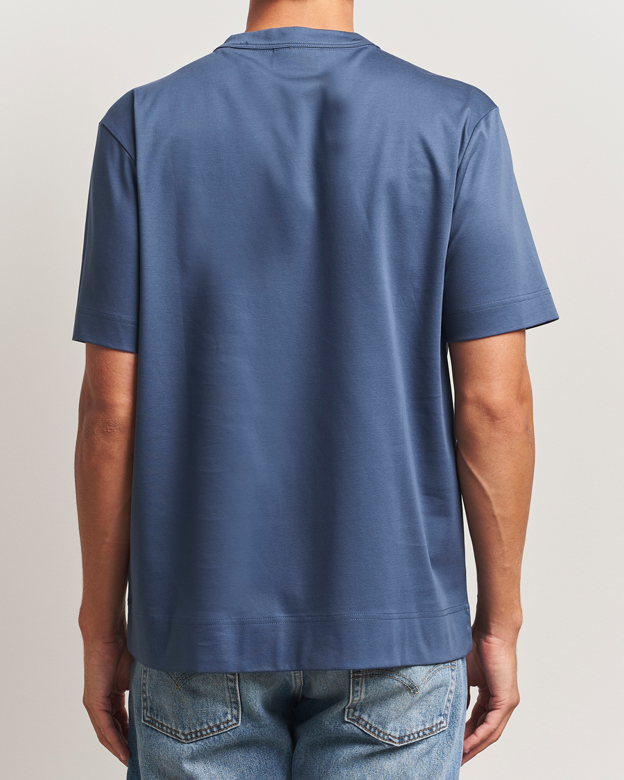 Uomini | T-shirt | NN07 | Pedro Mercerized Embroidered T-Shirt Denim Blue