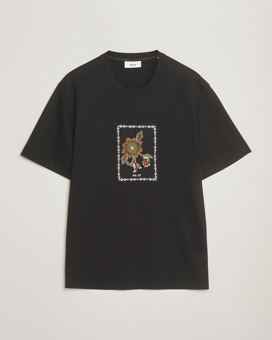 Uomini | T-shirt | NN07 | Pedro Mercerized Flower T-Shirt Black