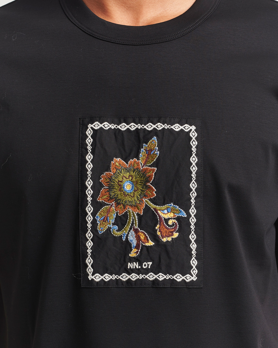 Uomini | T-shirt | NN07 | Pedro Mercerized Flower T-Shirt Black
