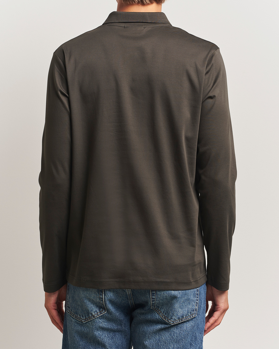 Uomini | Polo | NN07 | Paul Mercerized Long Sleeve Polo Dark Army