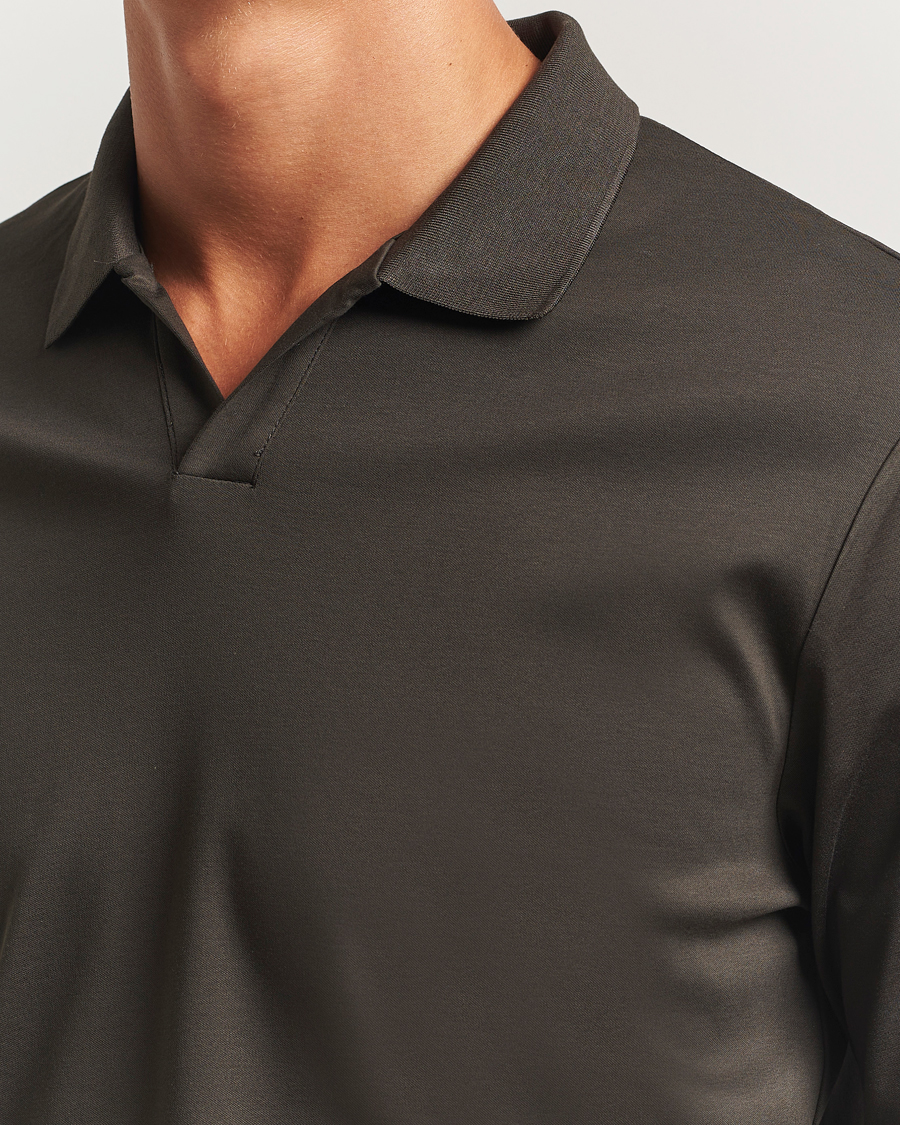 Uomini | Polo | NN07 | Paul Mercerized Long Sleeve Polo Dark Army