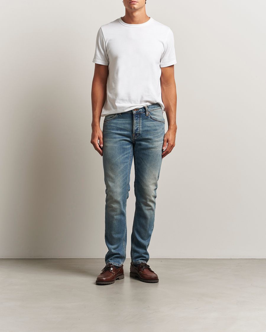Uomini | Jeans | Nudie Jeans | Solid Ollie Jeans Blue Clay
