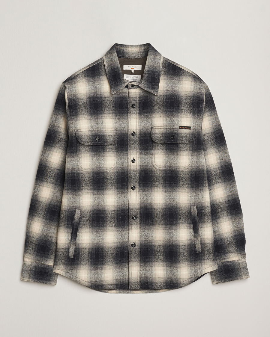 Uomini | Camicie | Nudie Jeans | Glenn Padded Checked Overshirt Black