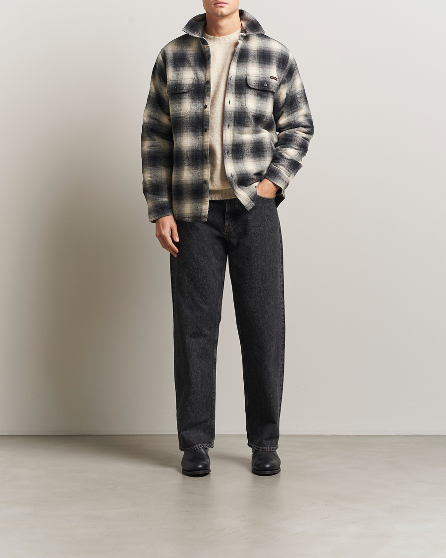 Uomini | Camicie | Nudie Jeans | Glenn Padded Checked Overshirt Black