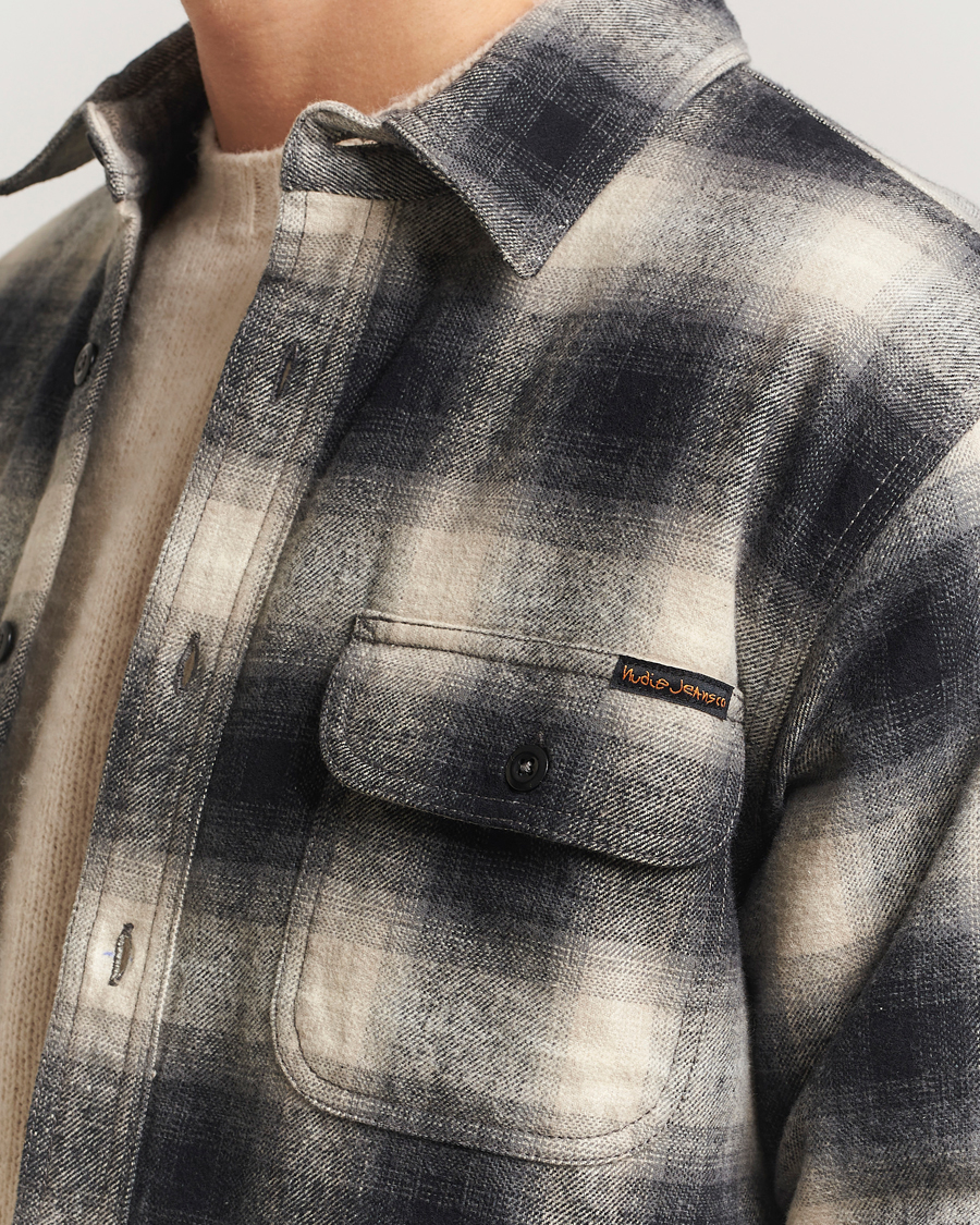 Uomini | Camicie | Nudie Jeans | Glenn Padded Checked Overshirt Black