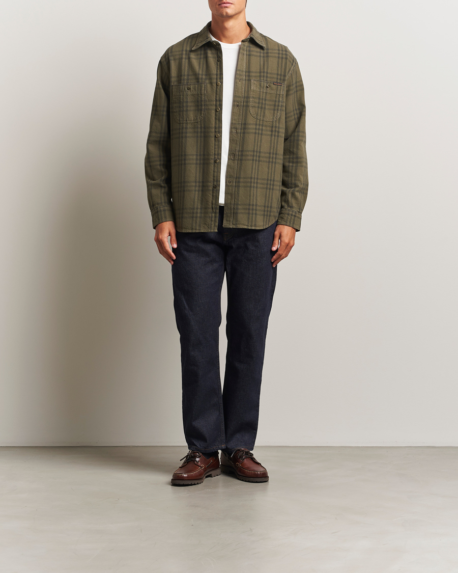 Uomini | Camicie | Nudie Jeans | Julian Worker Checked Shirt Olive