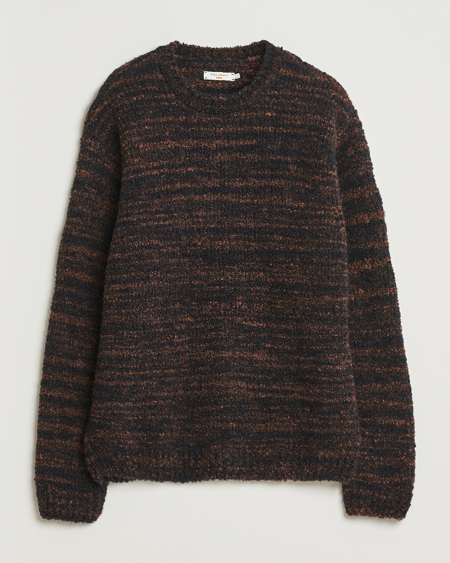 Uomini | Maglieria | Nudie Jeans | Gurra Bouclé Knitted Sweater Black/Brown