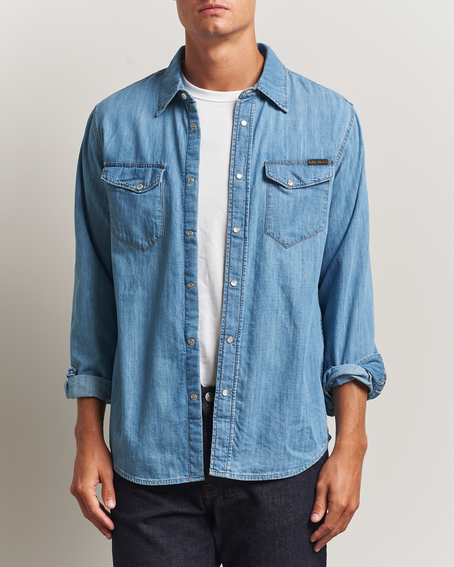 Uomini | Camicie | Nudie Jeans | Gunnar Denim Shirt Light Blue