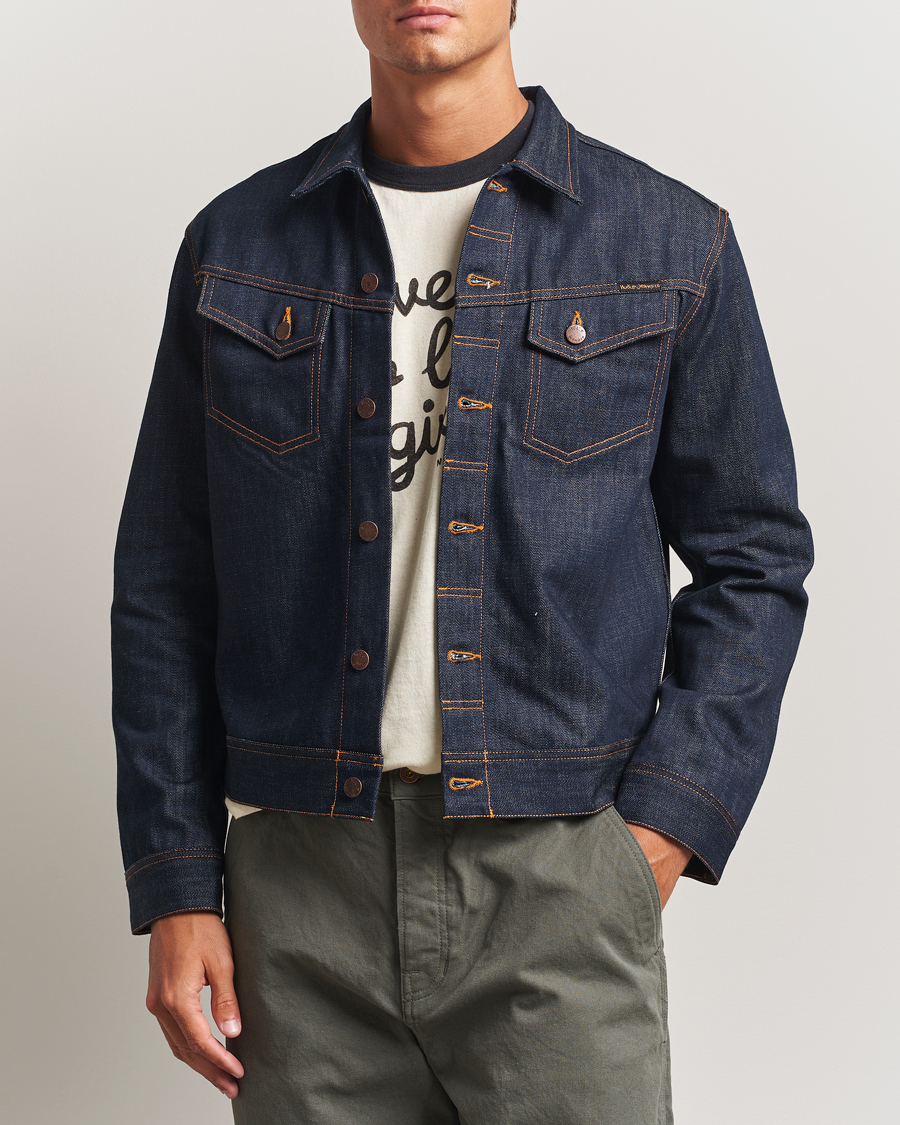 Uomini | Giacche | Nudie Jeans | Conny Denim Jacket Dry Streaky Mid Blue