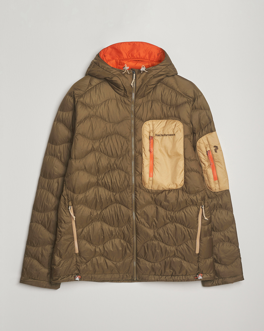 Uomini | Giacche | Peak Performance | Helium Utility Down Hooded Jacket Meadow Moss/Sierra Sand