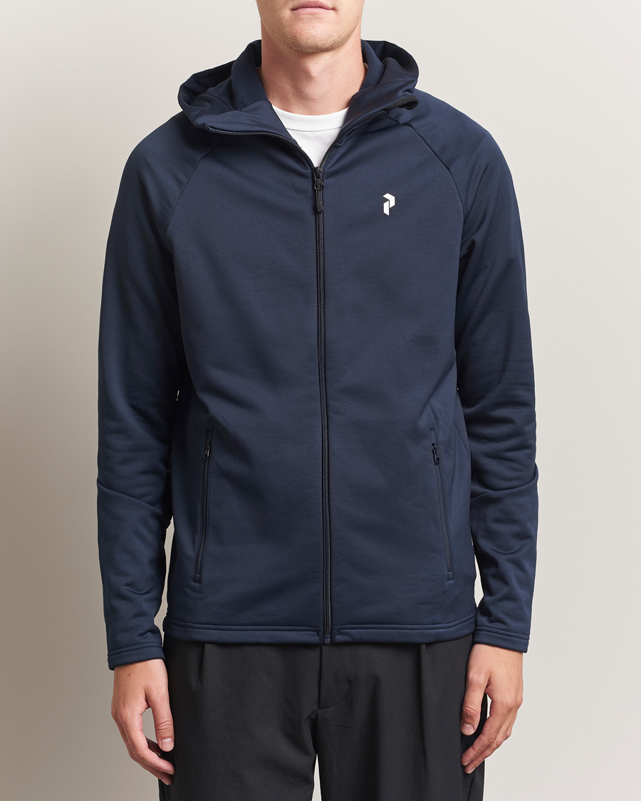 Uomini | Maglieria | Peak Performance | Rider Hooded Full Zip Blue Shadow