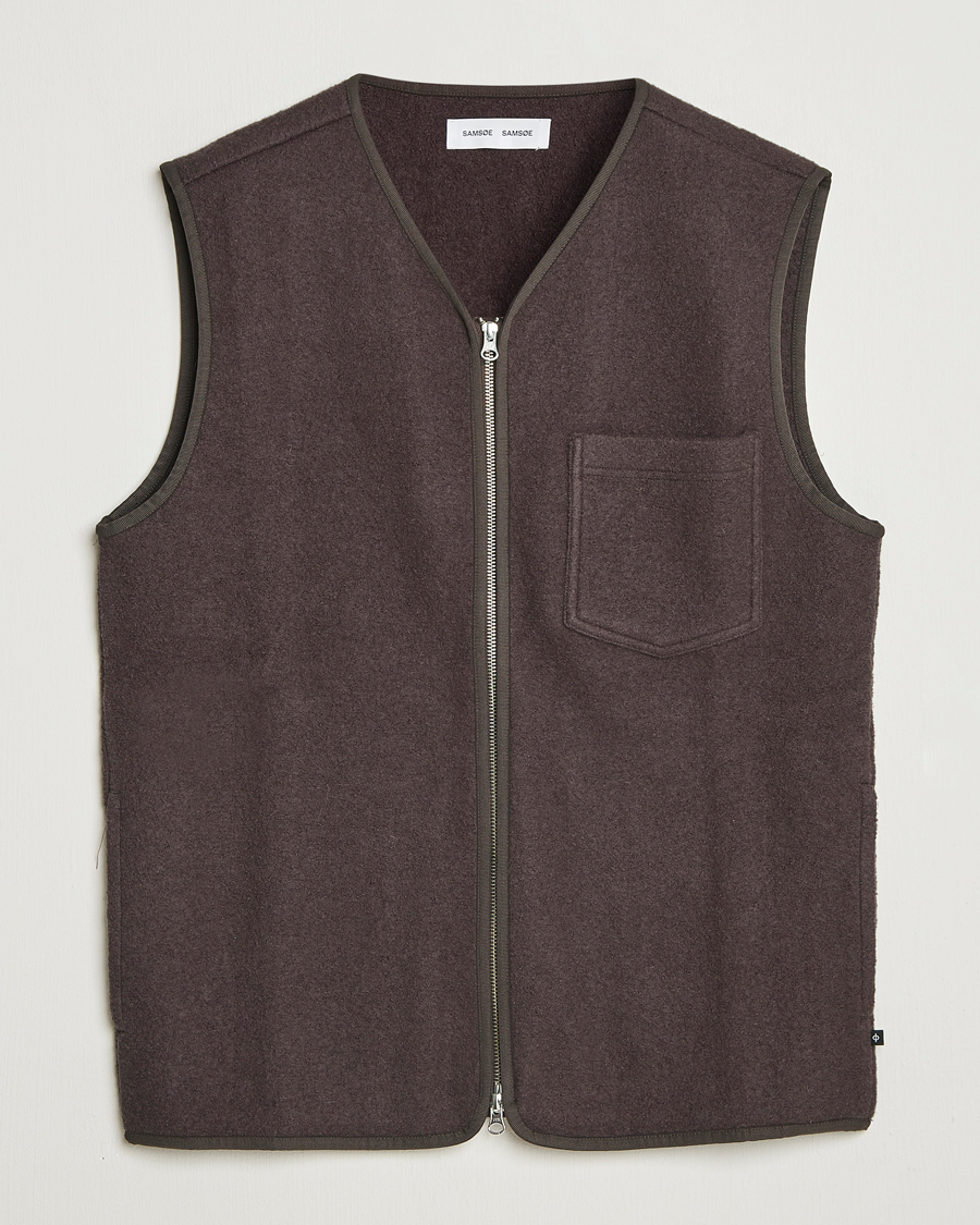 Uomini | Giacche | Samsøe Samsøe | Hannes Boiled Wool Vest Turkish Coffee