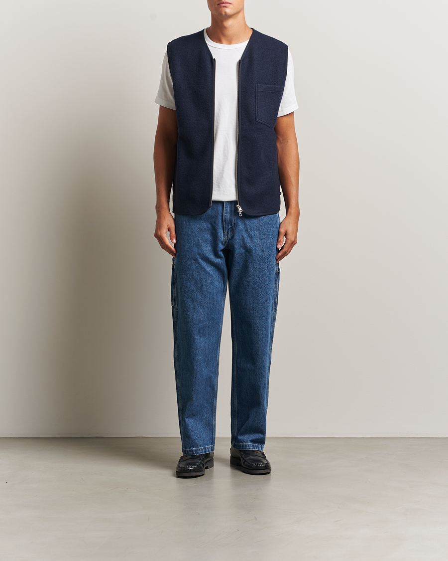 Uomini | Giacche | Samsøe Samsøe | Hannes Boiled Wool Vest Salute Navy