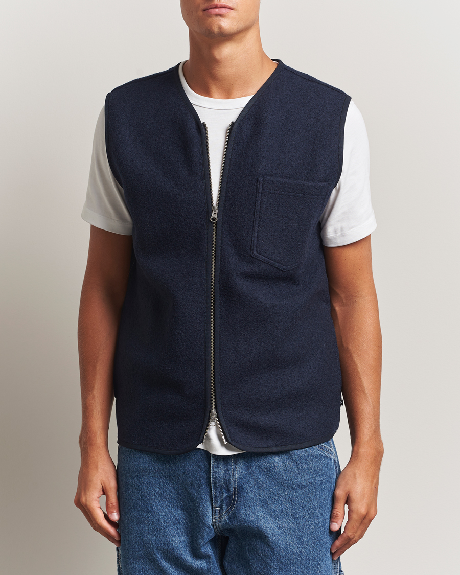 Uomini | Giacche | Samsøe Samsøe | Hannes Boiled Wool Vest Salute Navy