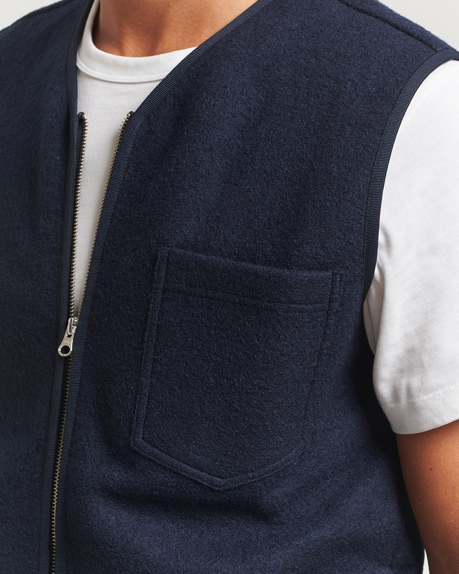 Uomini | Giacche | Samsøe Samsøe | Hannes Boiled Wool Vest Salute Navy