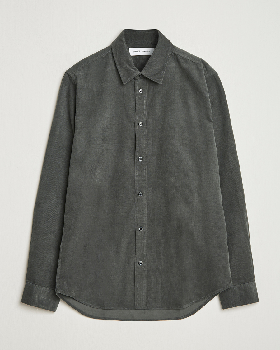 Uomini | Camicie | Samsøe Samsøe | Liam Baby Cord Shirt Black Oyster