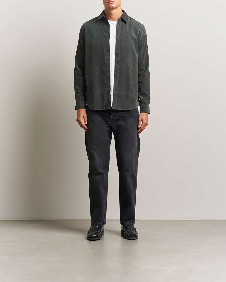 Uomini | Camicie | Samsøe Samsøe | Liam Baby Cord Shirt Black Oyster