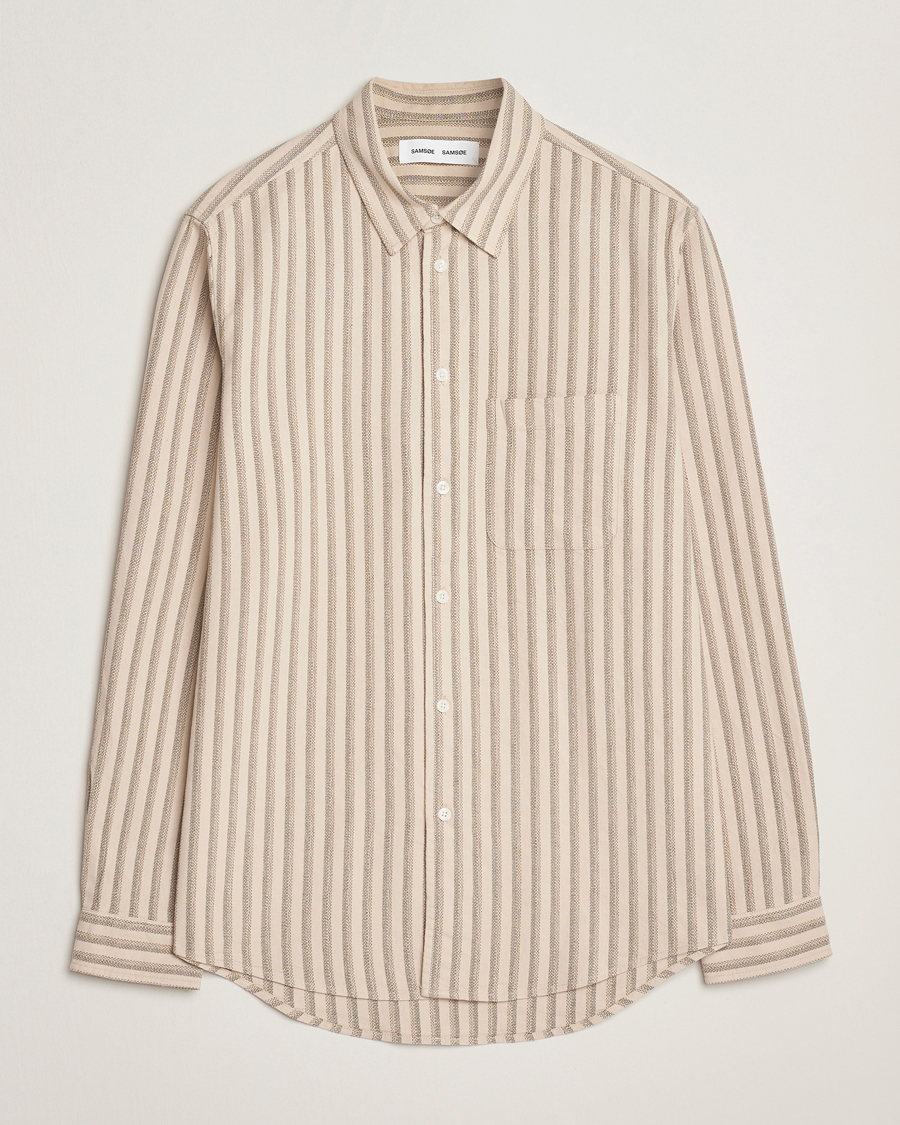 Uomini | Camicie | Samsøe Samsøe | Liam Striped Shirt Canteen Green