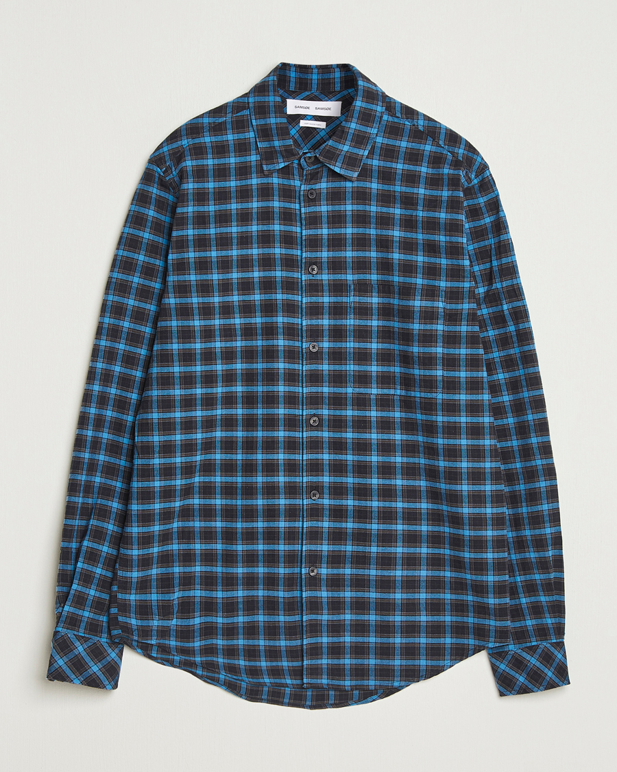 Uomini | Camicie | Samsøe Samsøe | Liam Brushed Cotton Checked Shirt Turkish Coffee