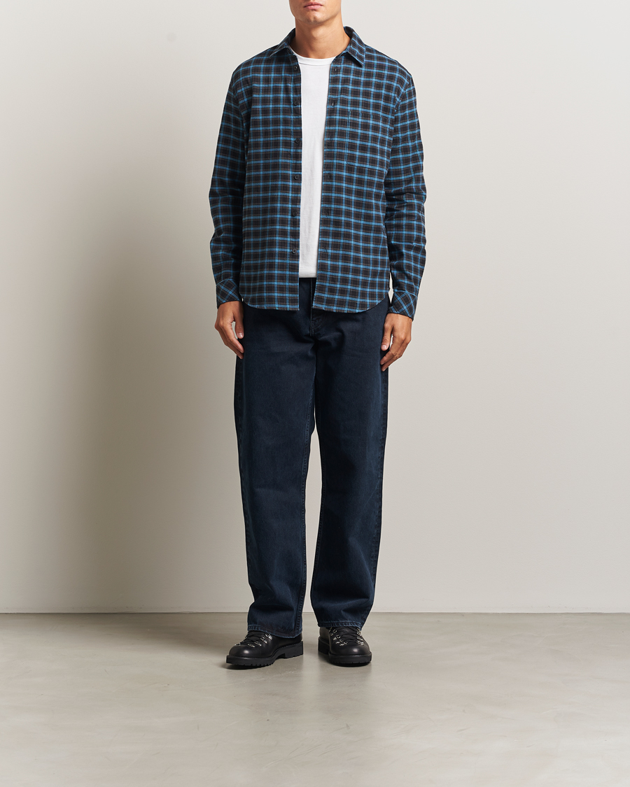 Uomini | Camicie | Samsøe Samsøe | Liam Brushed Cotton Checked Shirt Turkish Coffee