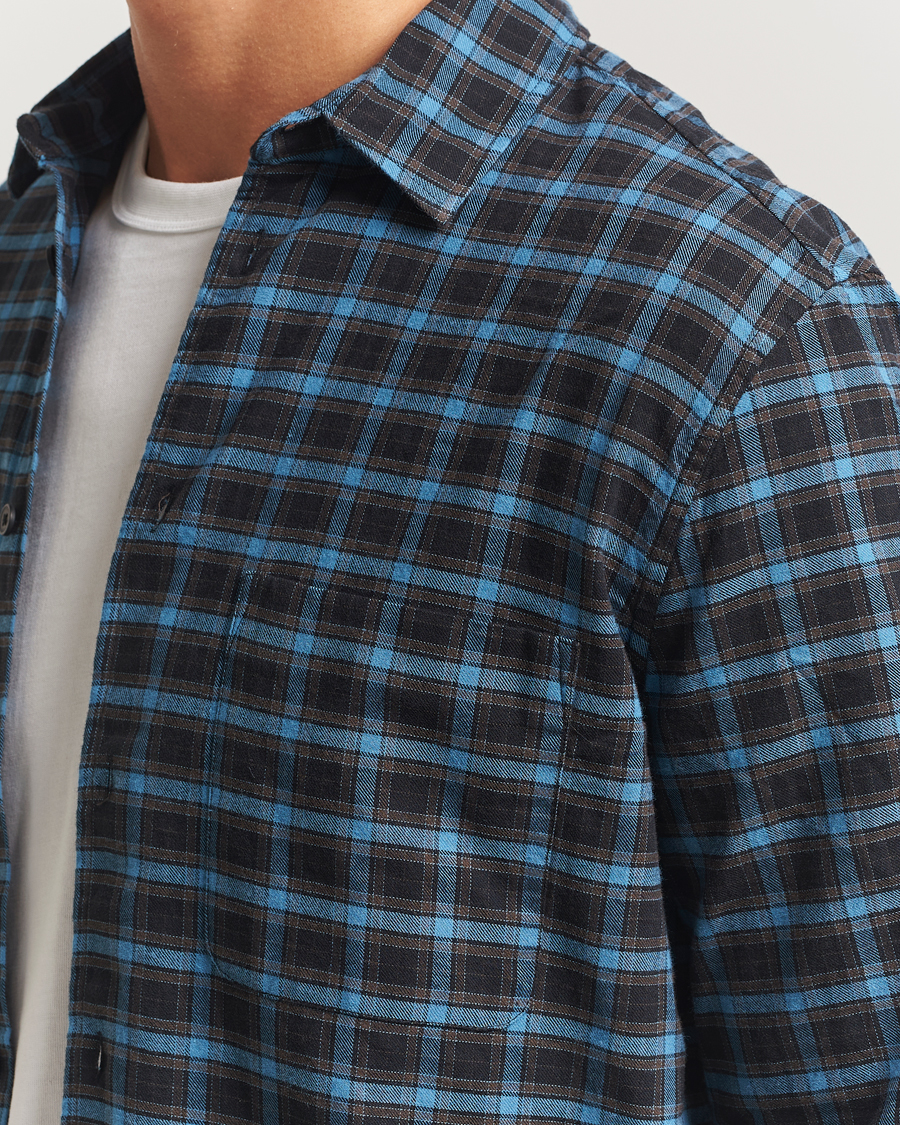 Uomini | Camicie | Samsøe Samsøe | Liam Brushed Cotton Checked Shirt Turkish Coffee