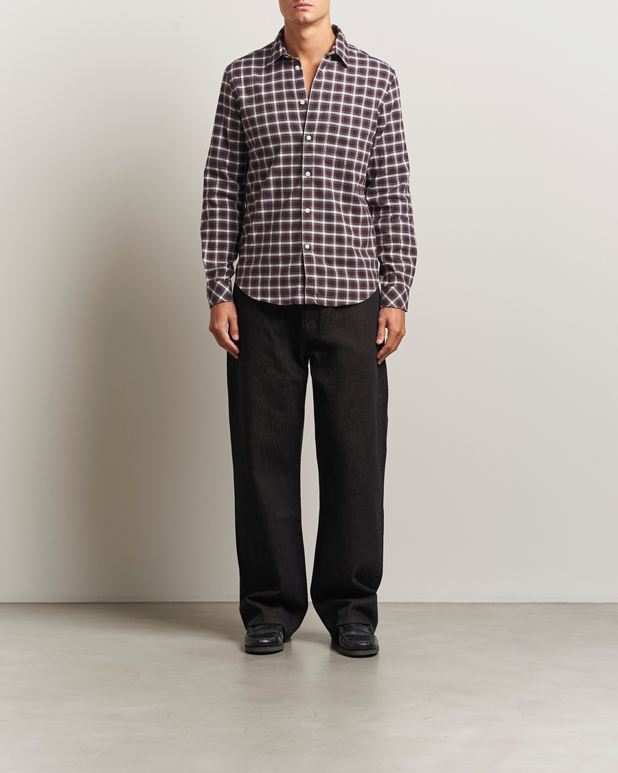 Uomini | Camicie | Samsøe Samsøe | Liam Brushed Cotton Checked Shirt Raisin