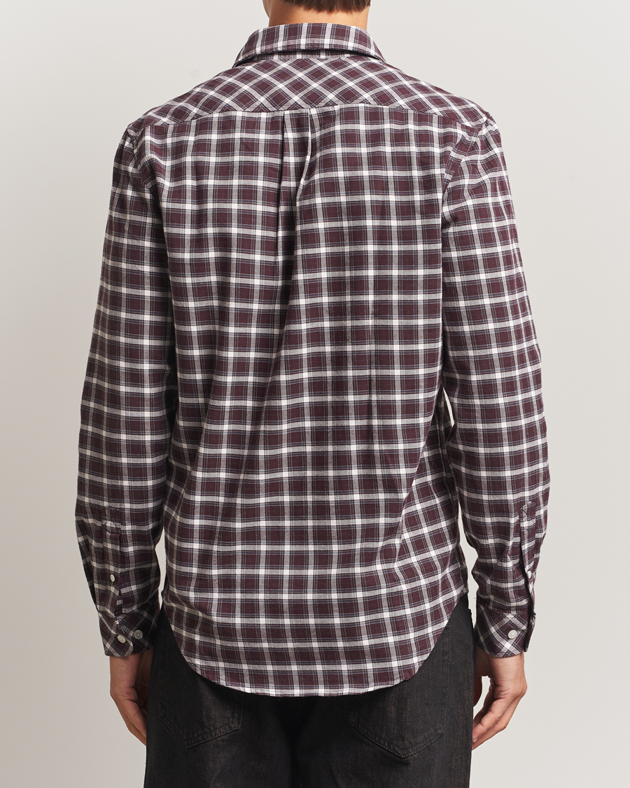 Uomini | Camicie | Samsøe Samsøe | Liam Brushed Cotton Checked Shirt Raisin
