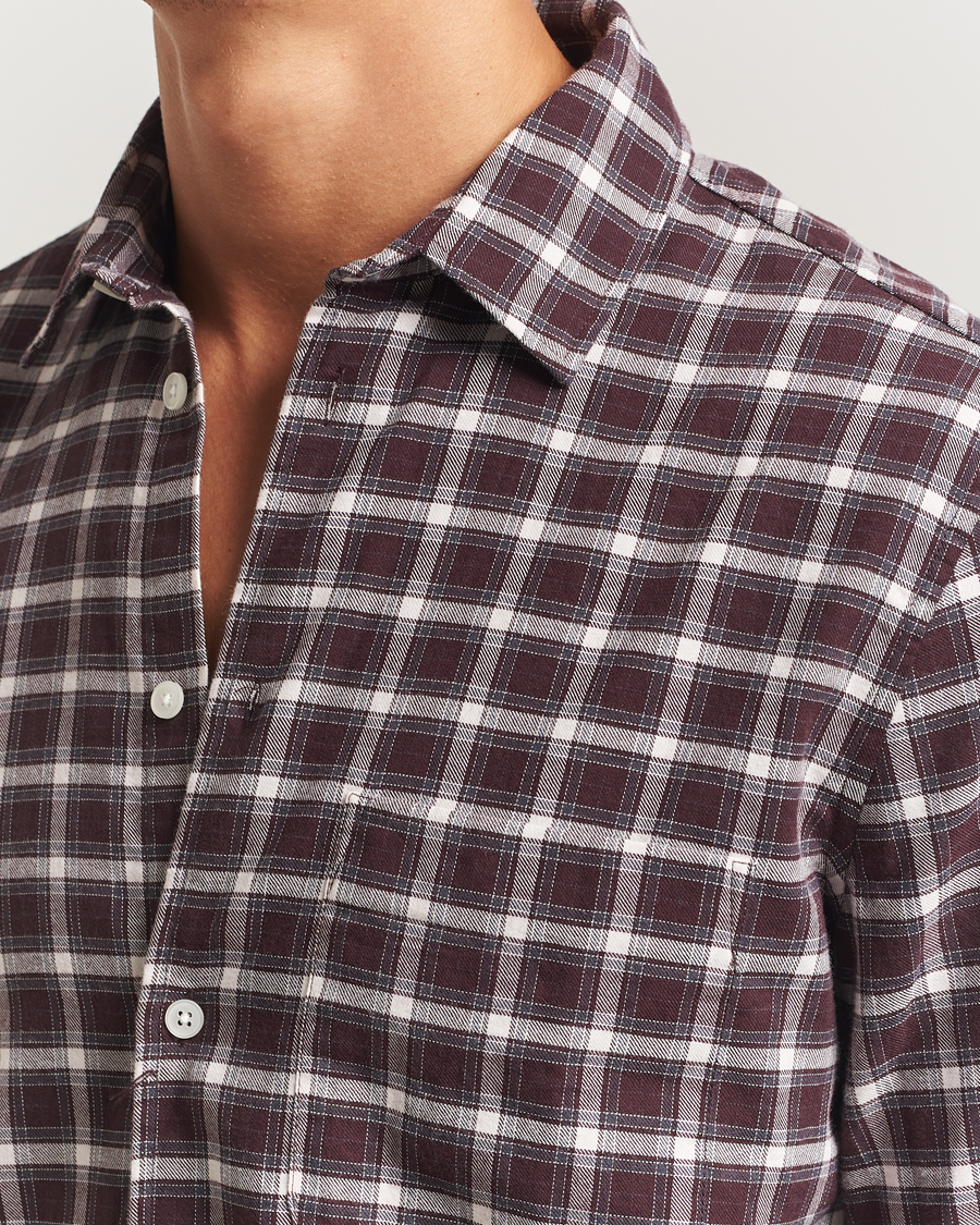 Uomini | Camicie | Samsøe Samsøe | Liam Brushed Cotton Checked Shirt Raisin