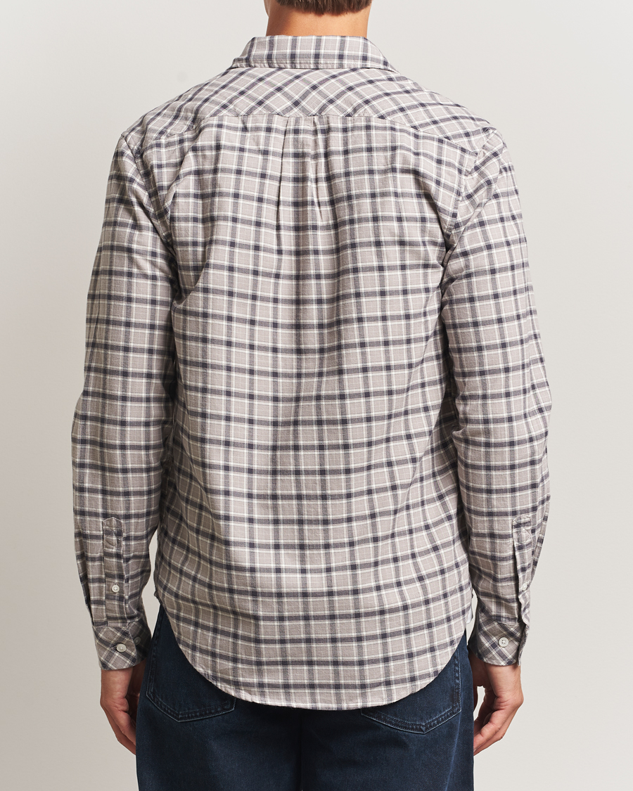 Uomini | Camicie | Samsøe Samsøe | Liam Brushed Cotton Checked Shirt Elephant Skin