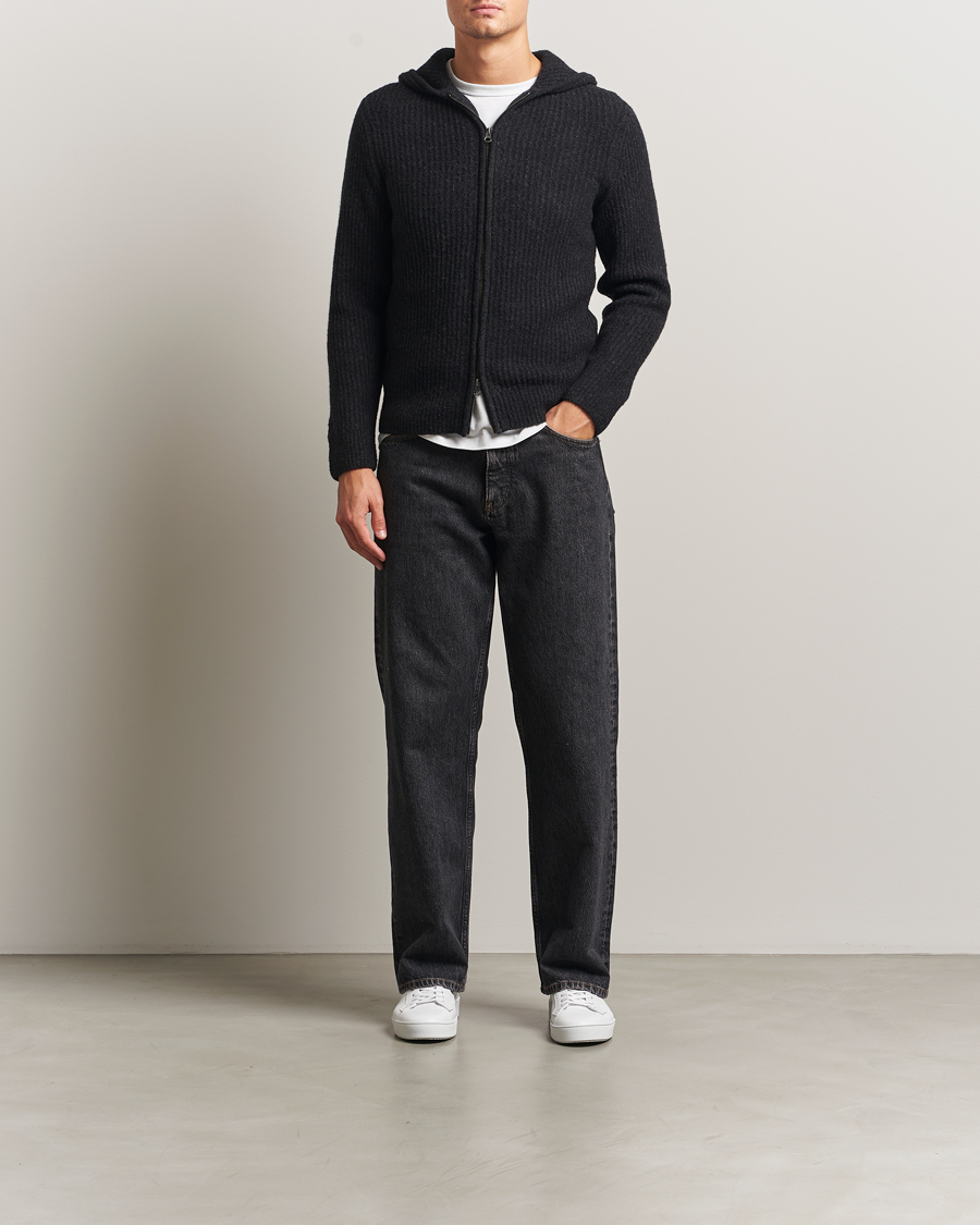 Uomini | Maglieria | Samsøe Samsøe | Koji Knitted Full Zip Hoodie Black Melange