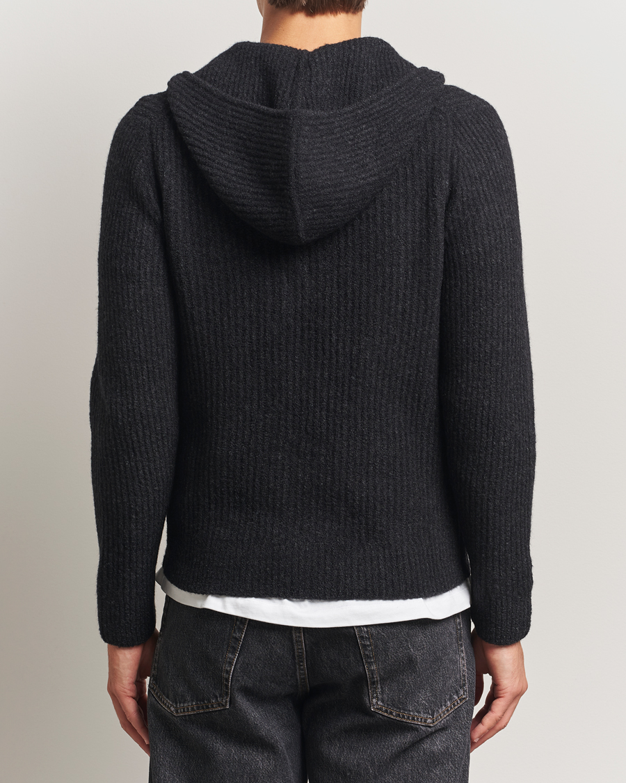 Uomini | Maglieria | Samsøe Samsøe | Koji Knitted Full Zip Hoodie Black Melange